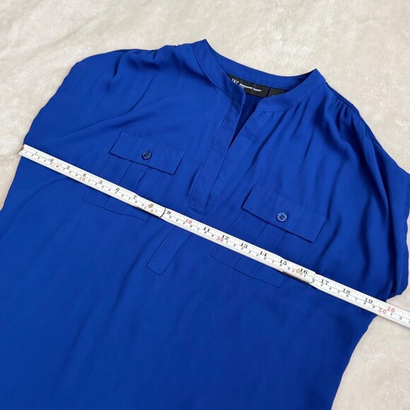 INC international concepts Petite Blue Button-Front Blouse P/S Top women - Picture 4 of 7